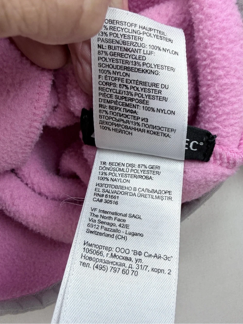 The North Face Pink and Gray Infant Fleece Jacket